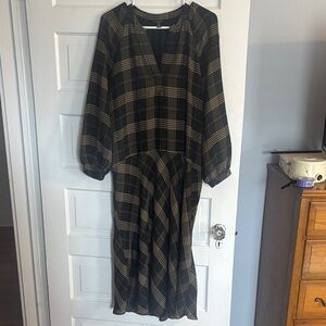 Current Air Plaid Black and Tan Women's Dress